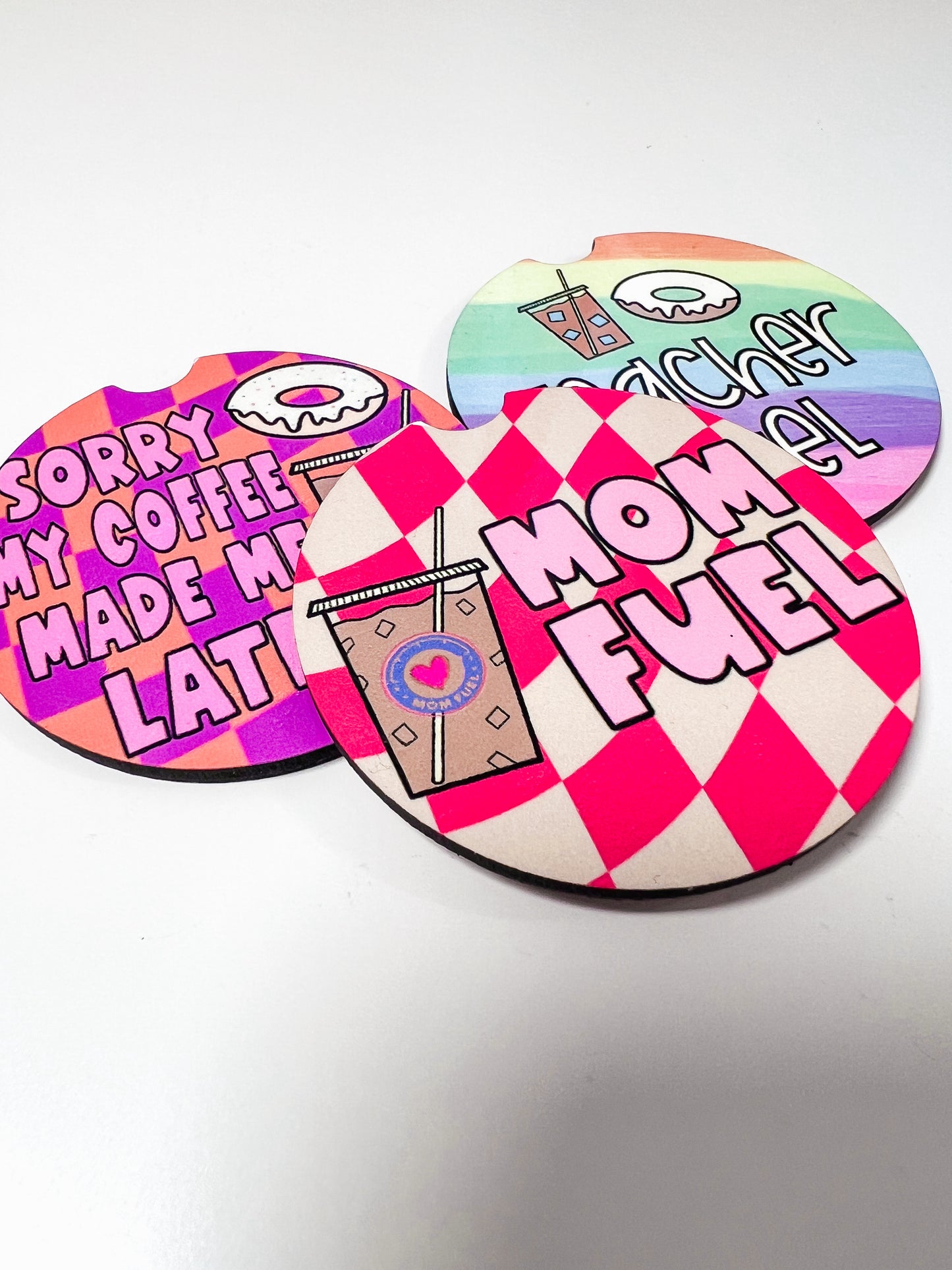 Mom Fuel. Set of 2 Car Coasters