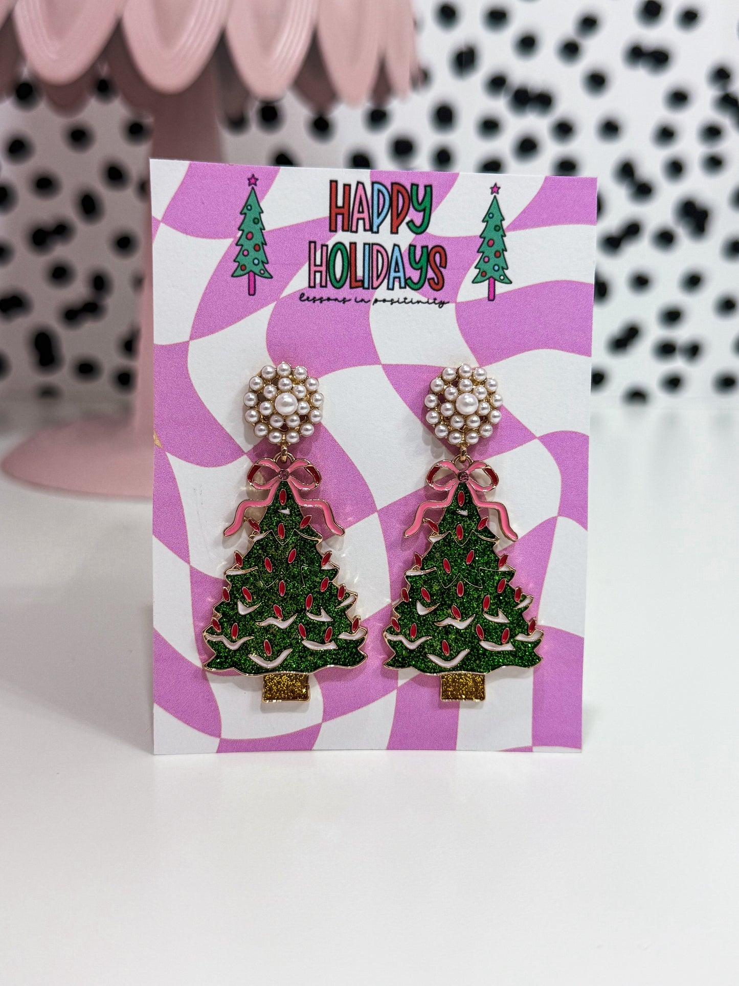 Pearl Christmas Tree Earring Set