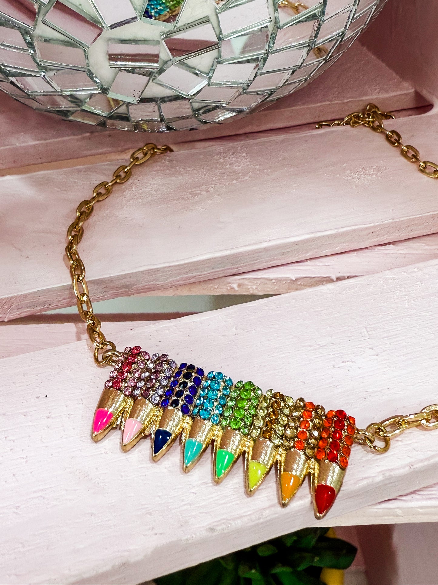 Rhinestone Crayons Necklace