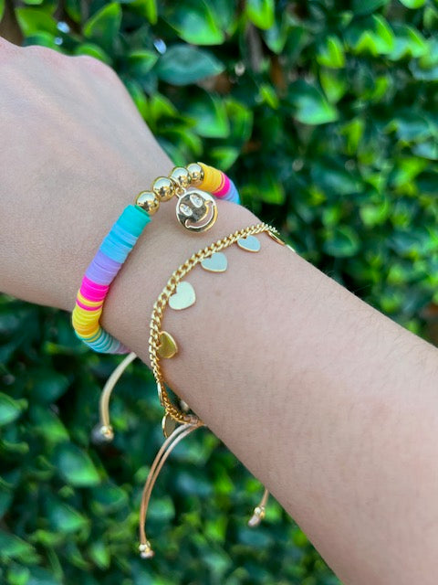 Adjustable Silicone Happy Charm Bracelet Set