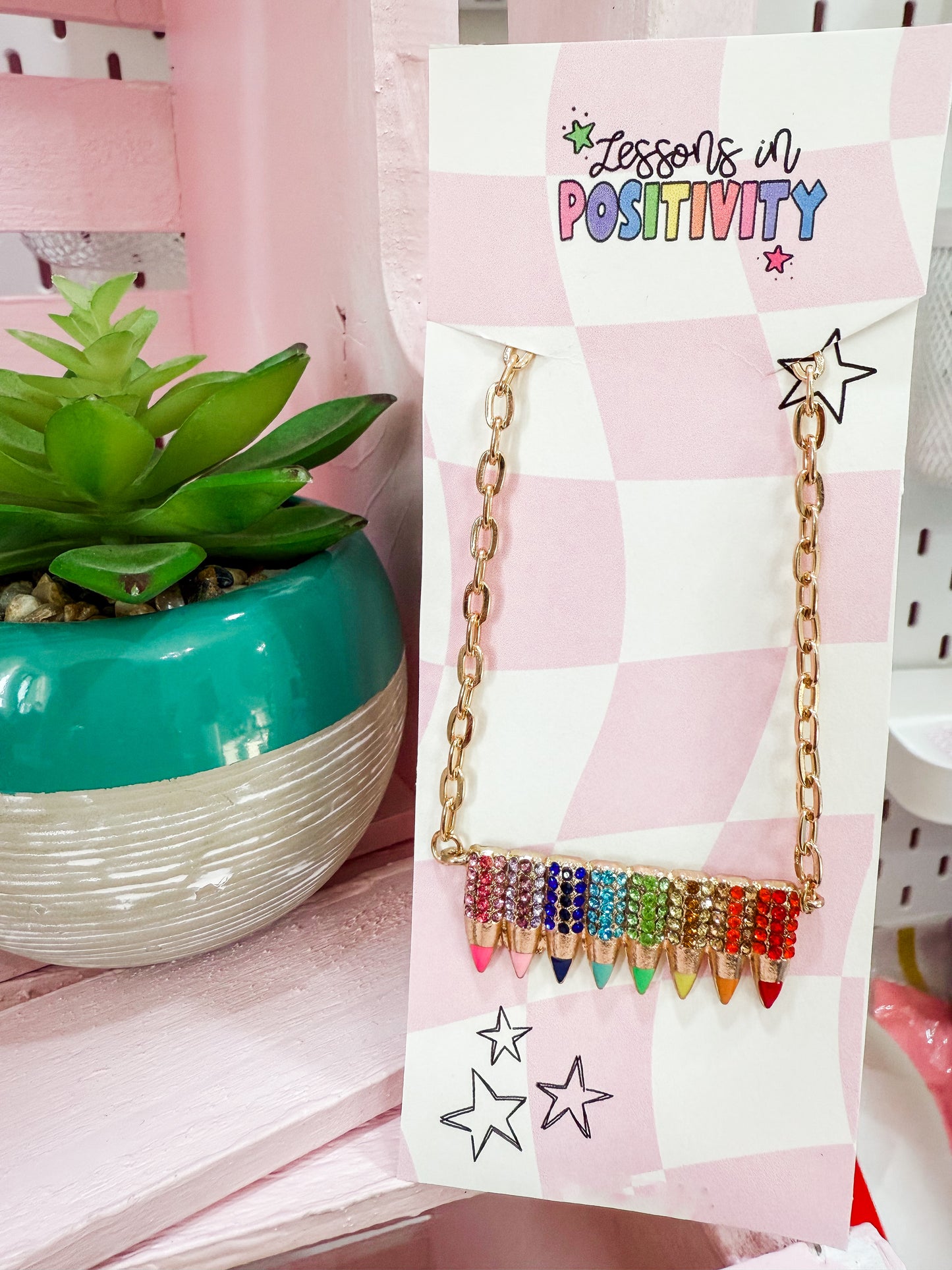Rhinestone Crayons Necklace