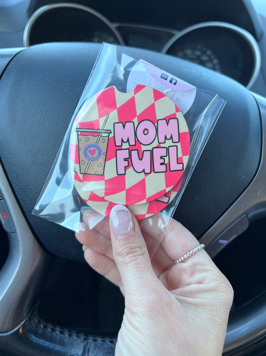 Mom Fuel. Set of 2 Car Coasters