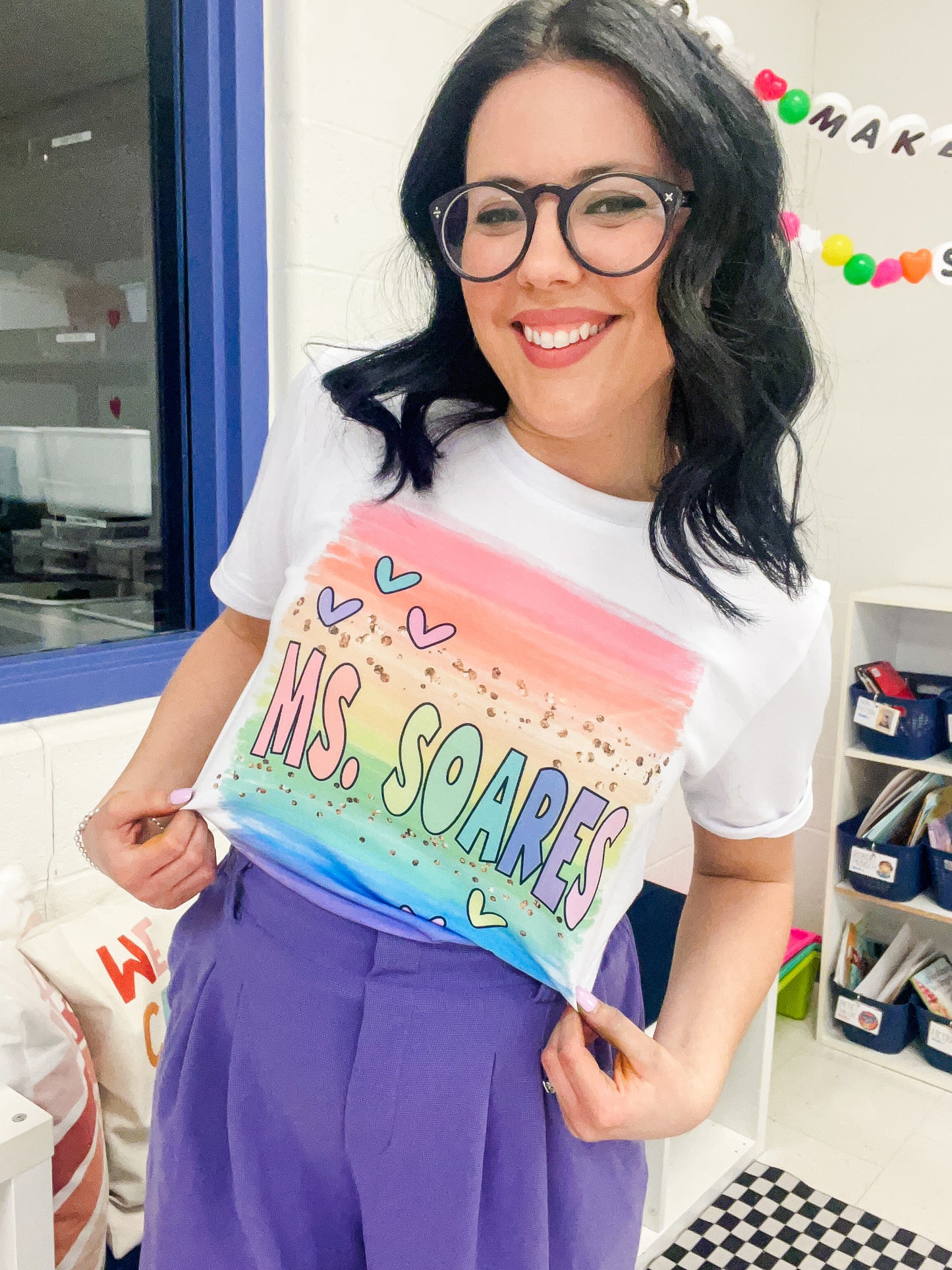 Personalized Rainbow Teacher Tee